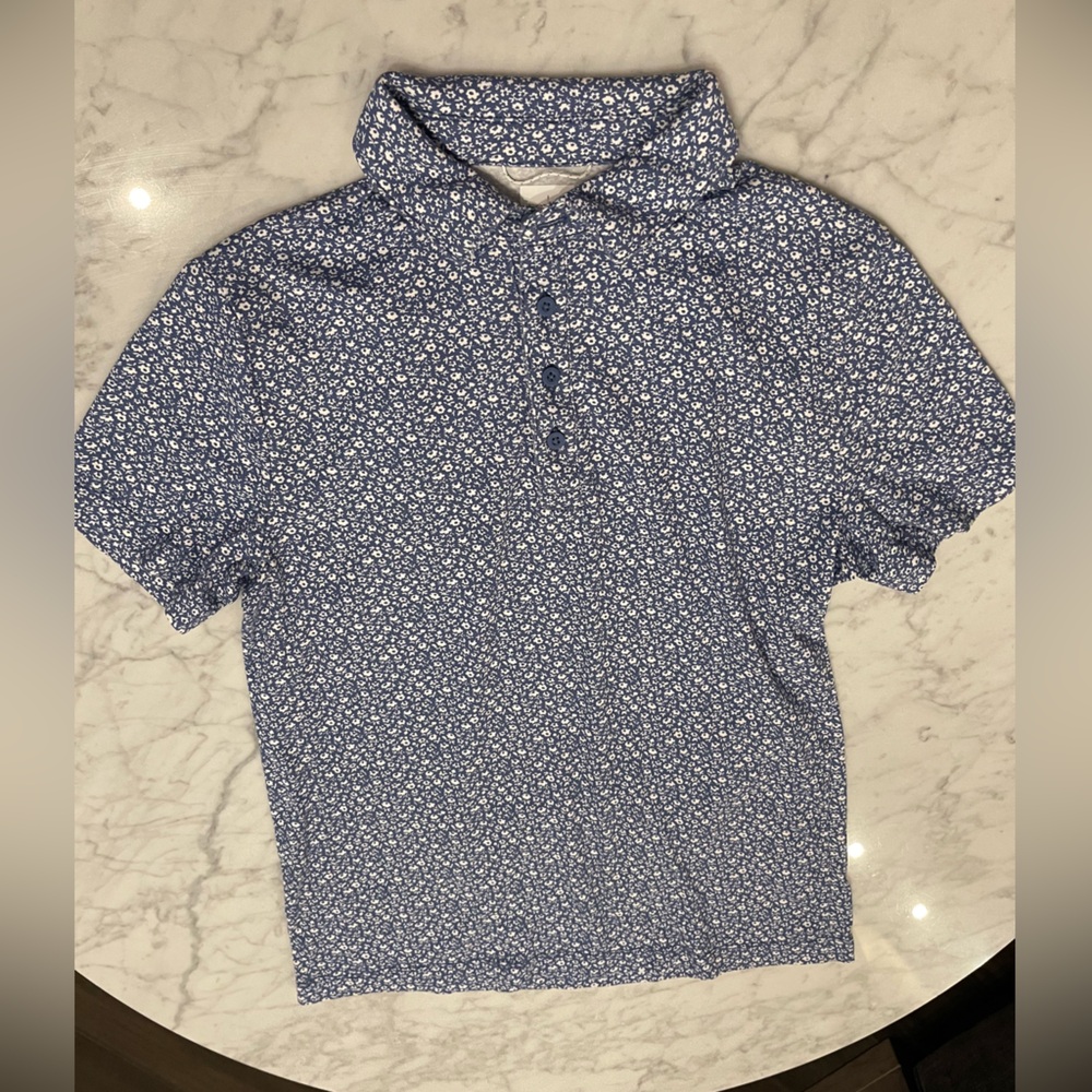 J. Crew Blue Floral Polo Shirt